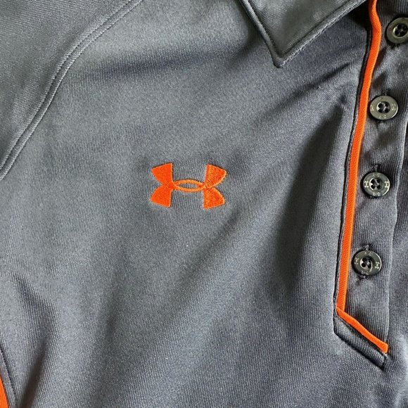 Under Armour Auburn University Polo Shirt Women Size Medium Blue Longsleeve - Picture 6 of 9